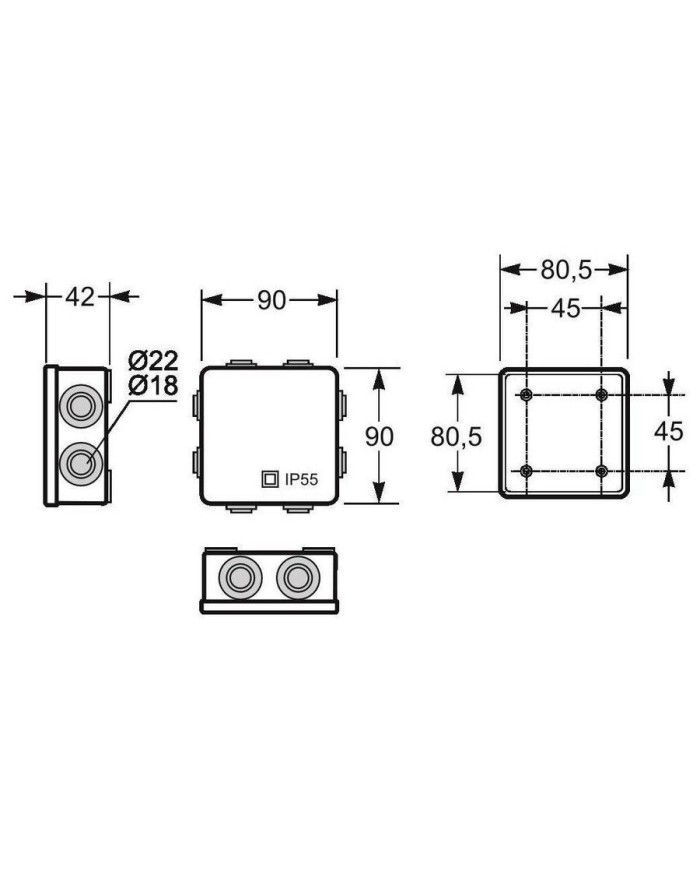 CAJA EMPALME ESTANCA FAMATEL GRIS 80X80X45 3028