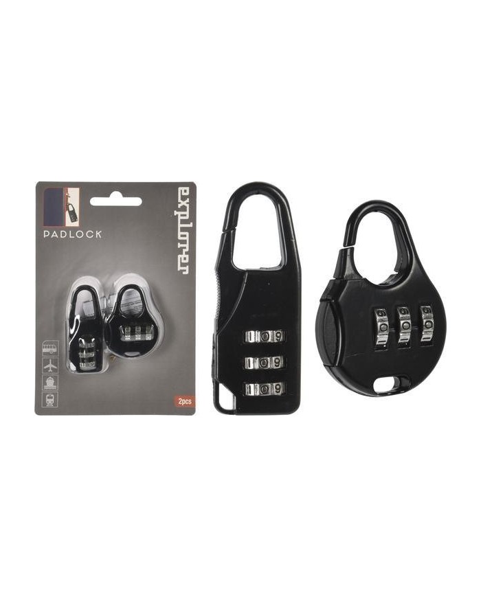 CANDADO COMBINACION EXPLORER NEGRO 2PZS.