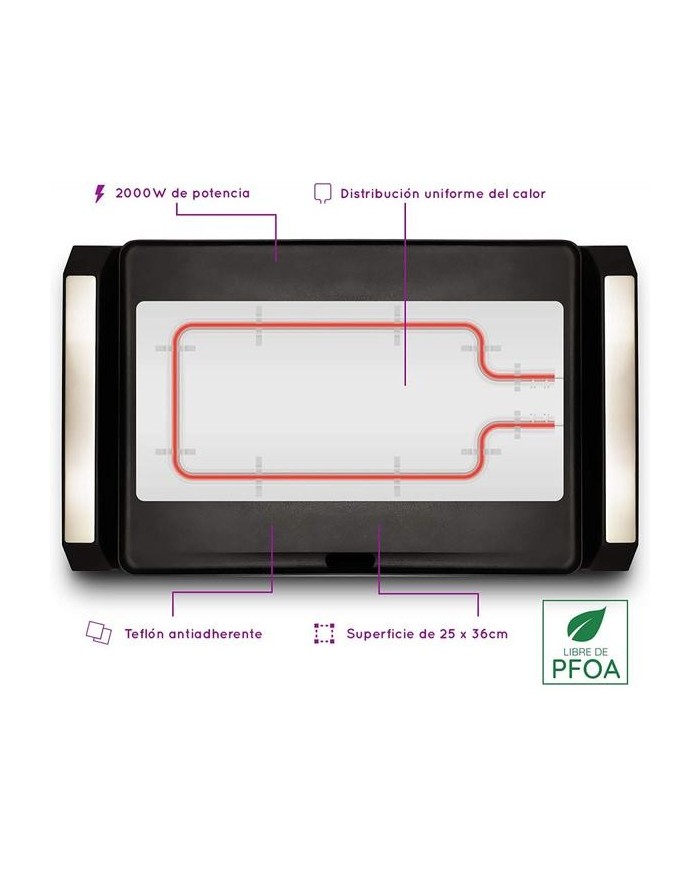 PLANCHA GRILL GRUNKEL 2000W. 25X35CMS.