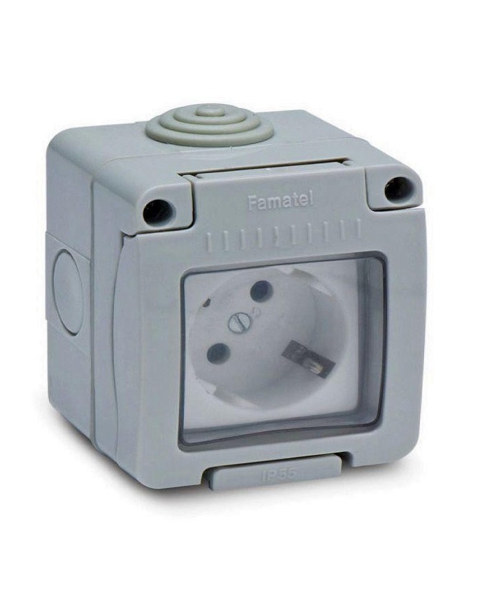 BASE ENCHUFE ESTANCO FAMATEL 16-A T.T. GRIS 19068