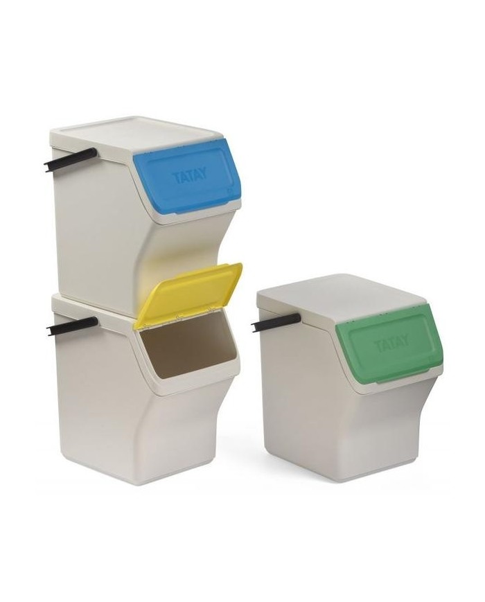 CUBO PLASTICO RECICLAJE TATAY MODULAR 20LTS. (SET 3UDS.) 11057.01