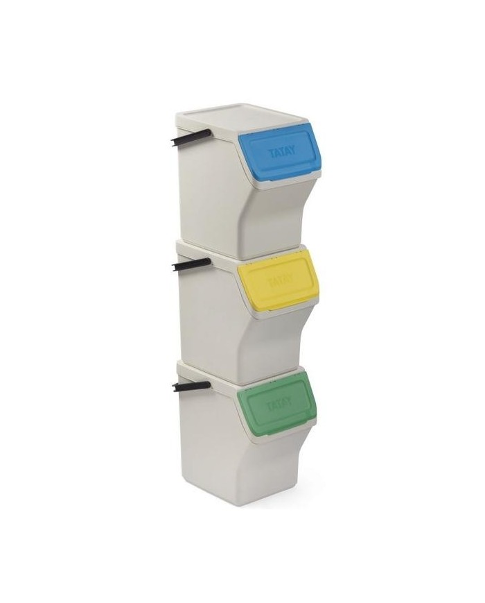 CUBO PLASTICO RECICLAJE TATAY MODULAR 20LTS. (SET 3UDS.) 11057.01