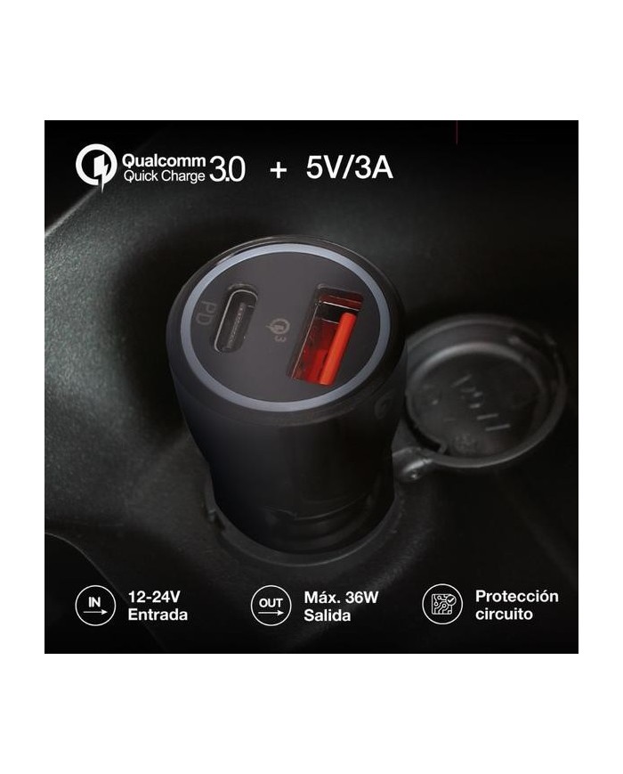 CARGADOR GSC MECHERO COCHE USB C + A QC 3.0