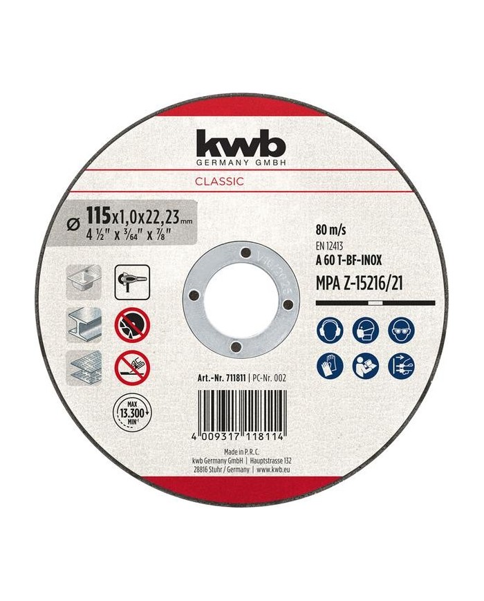 DISCO C/INOX KWB 125X1'0MM.