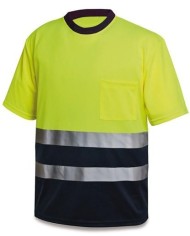CAMISETA ALTA VISIBILIDAD POLIEST. AMARILLO/AZUL M. T-XL
