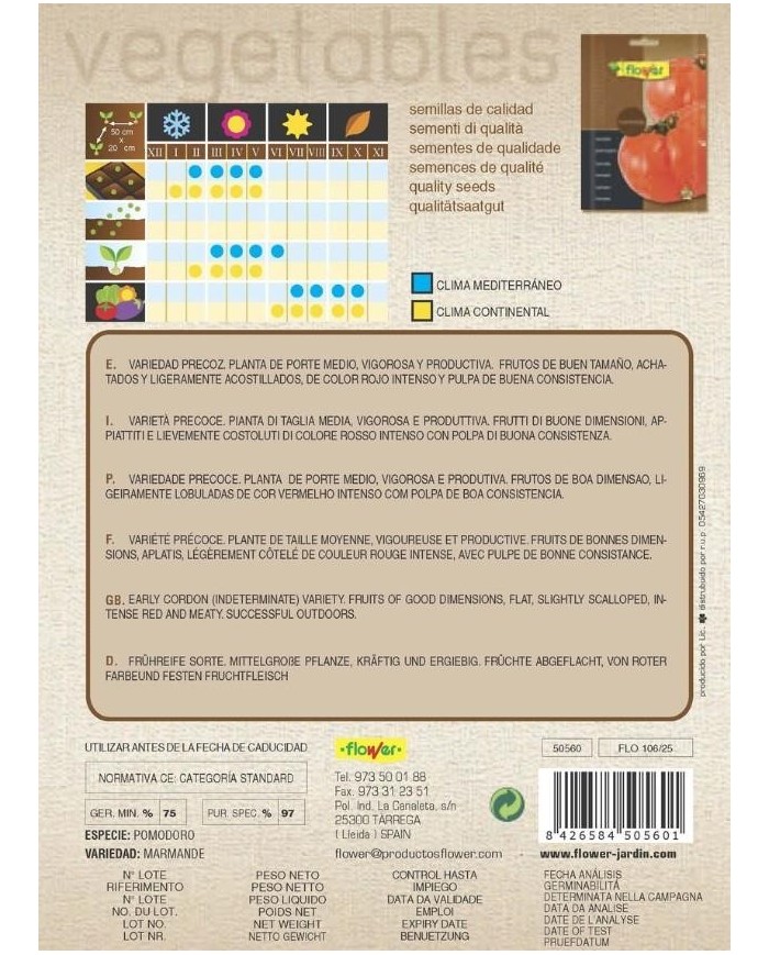 SOBRE SEMILLAS FLOWER TOMATE MARMANDE