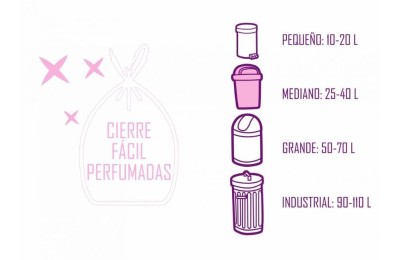 BOLSAS DE BASURA PREMIUM EXTRA FACIL 55X60CM. 15UNID.