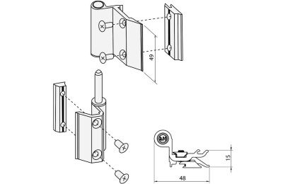 BISAGRA DESLIZANTE ALUMINIO BLANCA