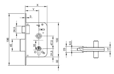 CERRADURA YALE Nº600/80 MM. 50MM HN