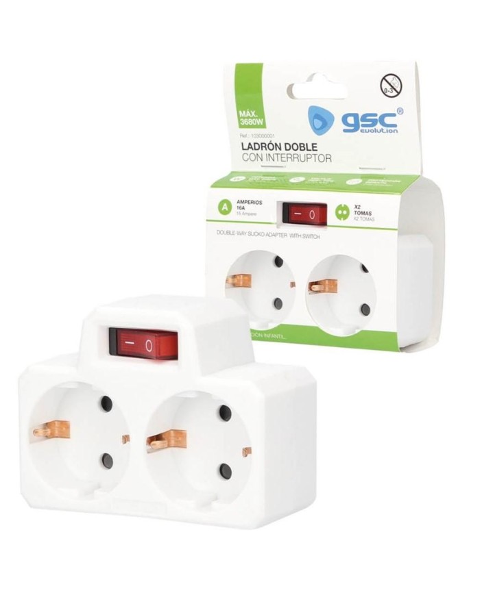 LADRON C/INTERRUPTOR GSC DOBLE BLANCO 103000001