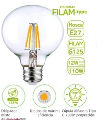 BOMBILLA FILAMENTO BATTERYLIGHT C37 6W. E14 2700K