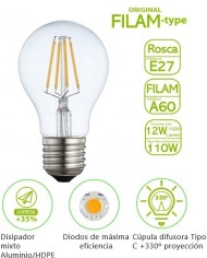 BOMBILLA FILAMENTO BATTERYLIGHT C37 6W. E14 2700K