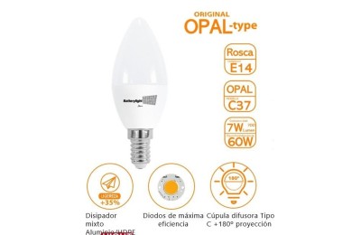 BOMBILLA LED VELA C37 BATTERYLIGHT 7W. E14 2700K