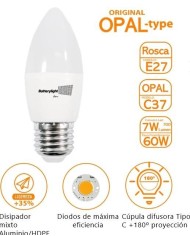 BOMBILLA LED VELA C37 BATTERYLIGHT 7W. E27 2700K      BT170356