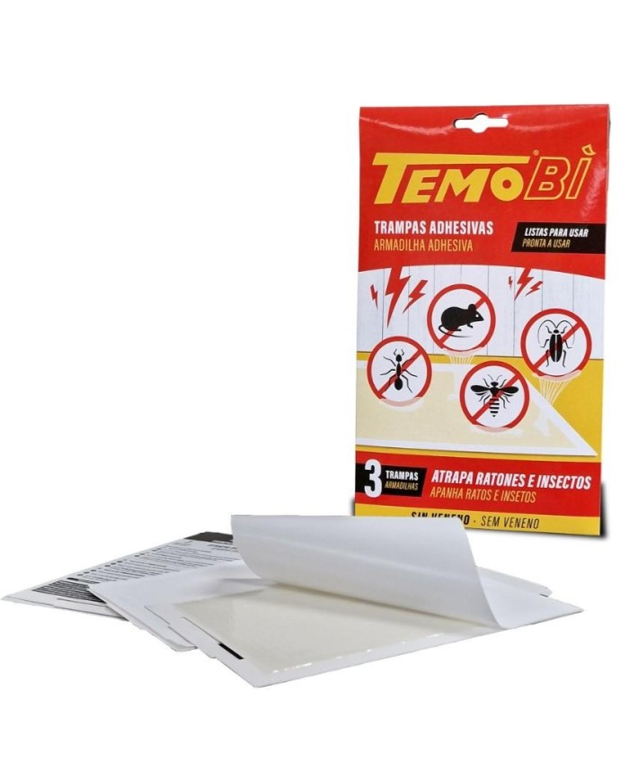 TRAMPA ADHESIVA RATONES E INSECTOS TEMOBI 3UDS.