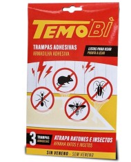 TRAMPA ADHESIVA RATONES E INSECTOS TEMOBI 3UDS.