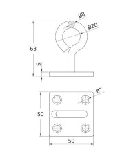 PLACA AMIG C/GANCHO CERRADO 50X50X5MM