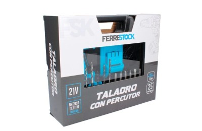 TALADRO PERCUTOR FSK 21V 2BAT 1,5Ah MALETIN 25PZAS.
