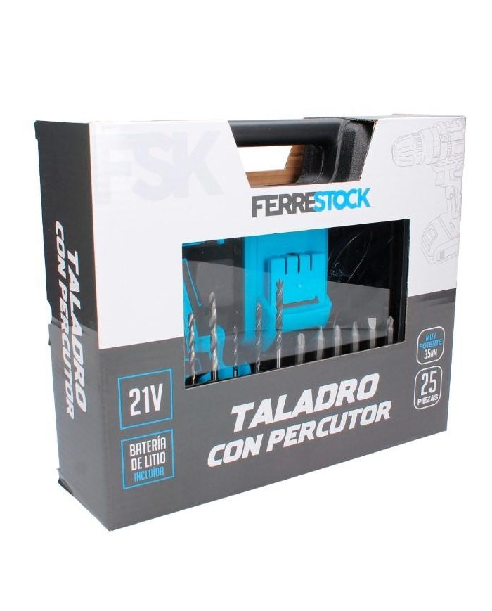 TALADRO PERCUTOR FSK 21V. 1BATERIA 1'5Ah MALETIN 25PZAS. FSKTAB101