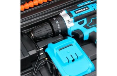 TALADRO PERCUTOR FSK 21V 2BAT 1,5Ah MALETIN 25PZAS.