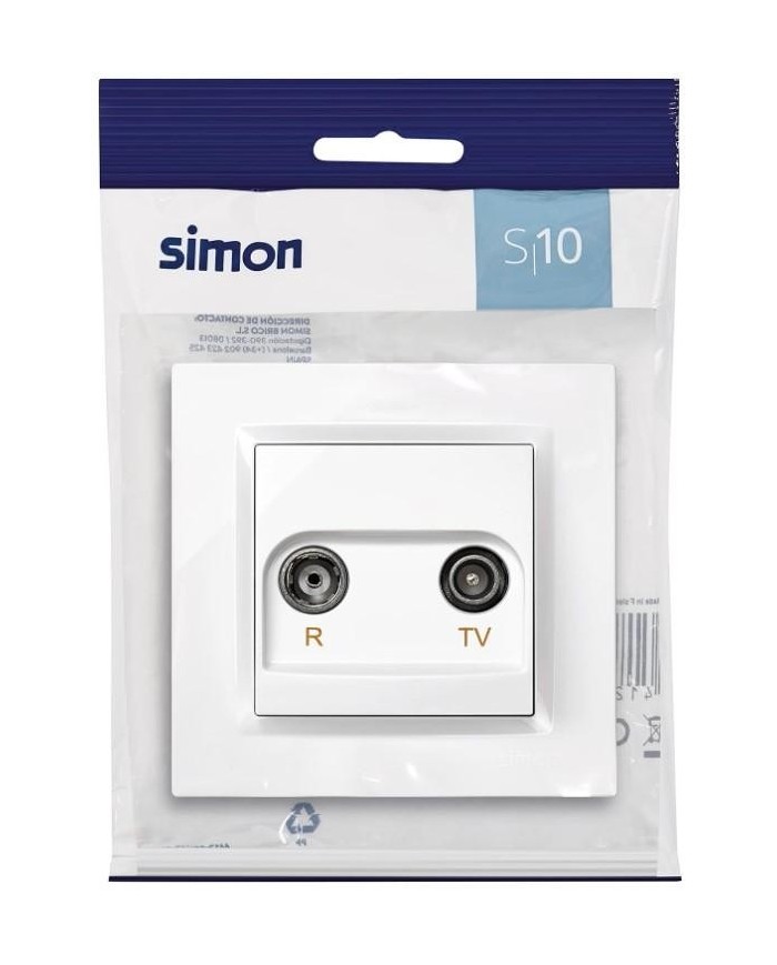 TOMA RADIO/TV EMPOTRAR SIMON 10 BLANCO 8'4X8'4X4'5CMS. F1090487030