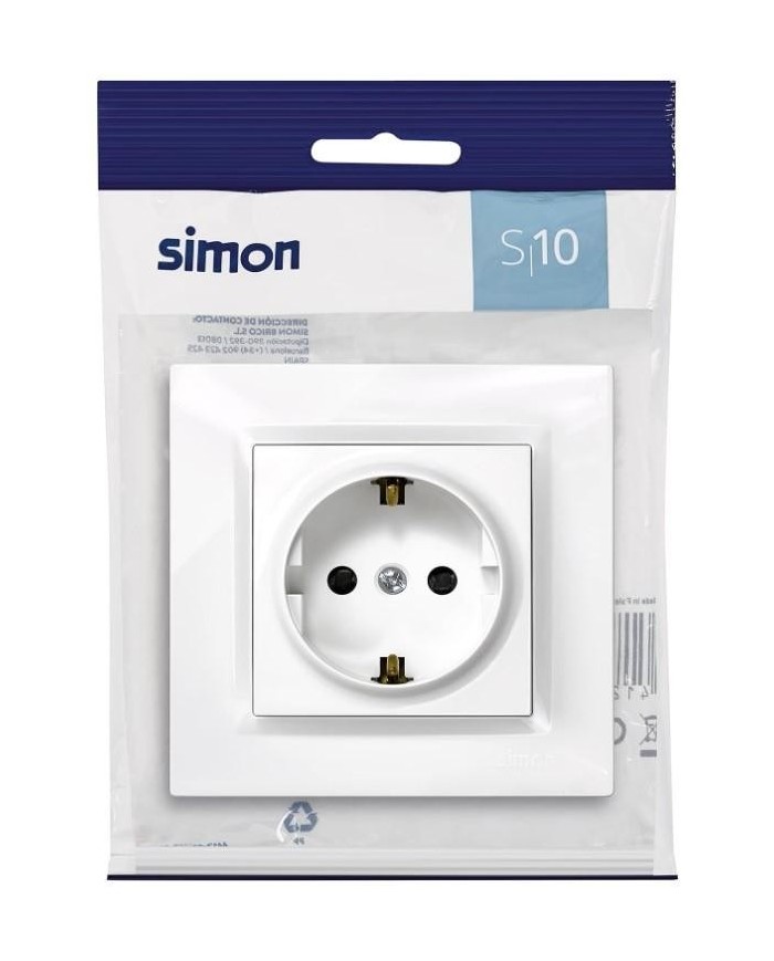 BASE ENCHUFE EMPOTRAR SIMON 10 BLANCO 8'4X8'4X4'5CMS. F1090443030