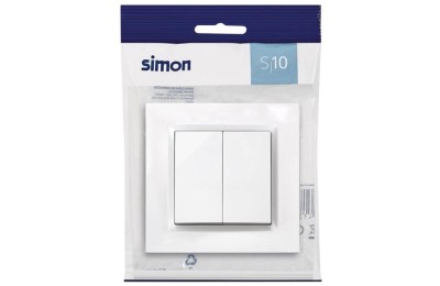 CONMUTADOR DOBLE SIMON 10 BLANCO 8'4X8'4X4'5 CMS.