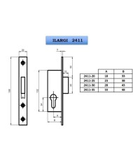 CERRADURA ILARGI 2411-20MM. INOX-PALANCA