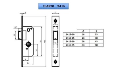 PICAPORTE ILARGI INOXIDABLE 2415 20 MM.