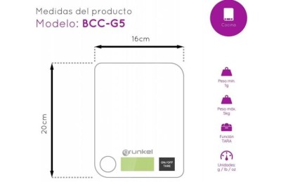 BASCULA COCINA GRUNKEL ANILLA GRIS 5 KG.