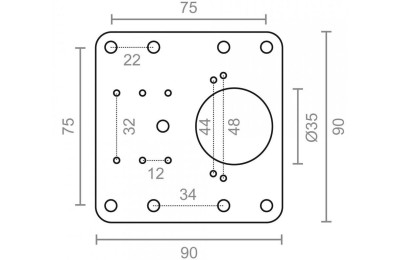 PLACA MICEL REPARACION BISAGRA CAZOLETA 90X90 MM.
