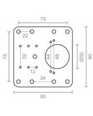PLACA MICEL REPARACION BISAGRA CAZOLETA 90X90 MM.