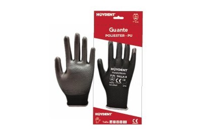 GUANTES POLIURETANO NEGRO T- 9 HAYDENT 12UDS.