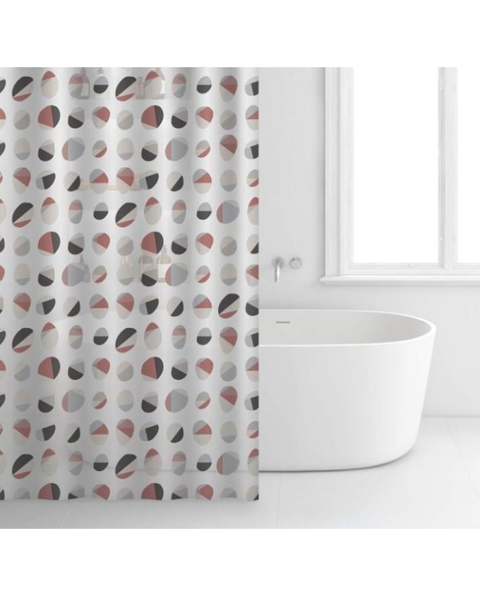 CORTINA BAÑO PLASTICO BLANCA ESTAMPADA RAYEN 2350.17
