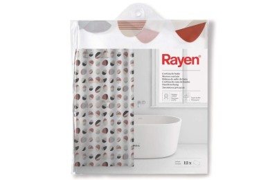CORTINA BAÑO RAYEN PLASTICO BLANCA ESTAMPADA 2350.17