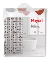 CORTINA BAÑO PLASTICO BLANCA ESTAMPADA RAYEN 2350.17