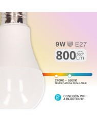 BOMBILLA LED ESTANDAR INTELIGENTE WIFI 9W. E27 800LM (200º) 200651001