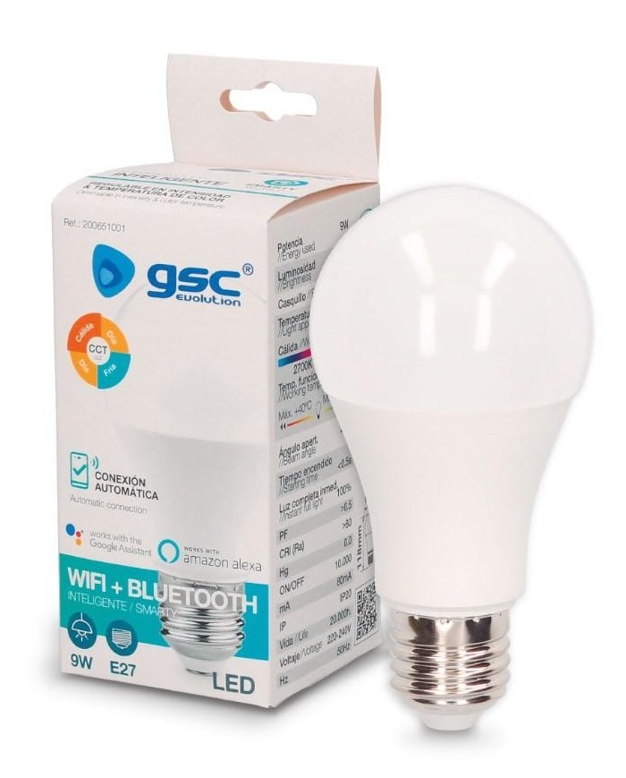 BOMBILLA LED ESTANDAR INTELIGENTE WIFI 9W. E27 800LM (200º) 200651001
