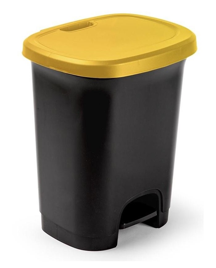 CUBO BASURA PLASTICO PLASTICFORTE C/PEDAL AMARILLO 27 LTS. 14183G2