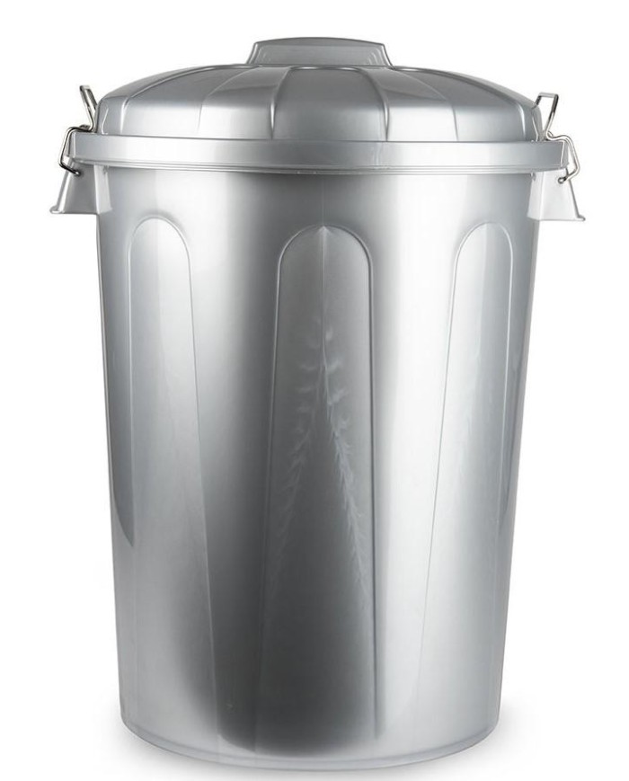 CUBO BASURA PLASTICO PLASTICFORTE PLATA 70LTS.        1242512