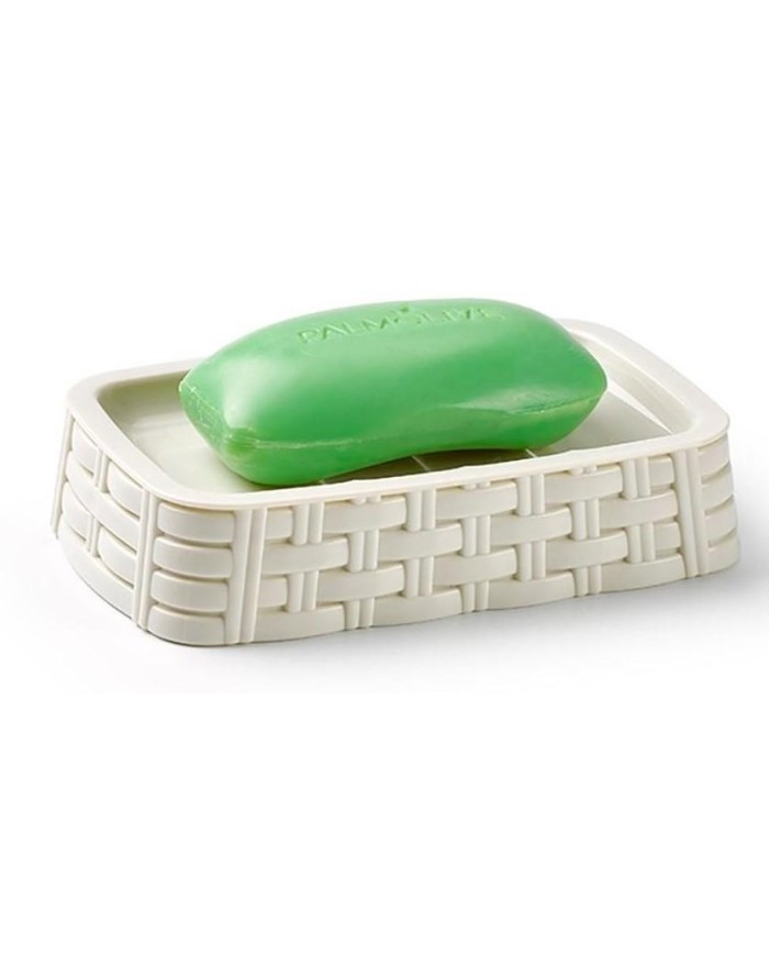 JABONERA BAÑO  8'7X14X3CMS. RATTAN BLANCA PLASTICFORTE