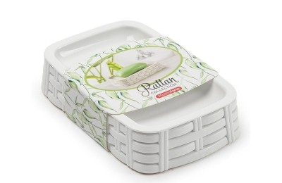JABONERA BAÑO  8'7X14X3CMS. RATTAN BLANCA PLASTICFORTE