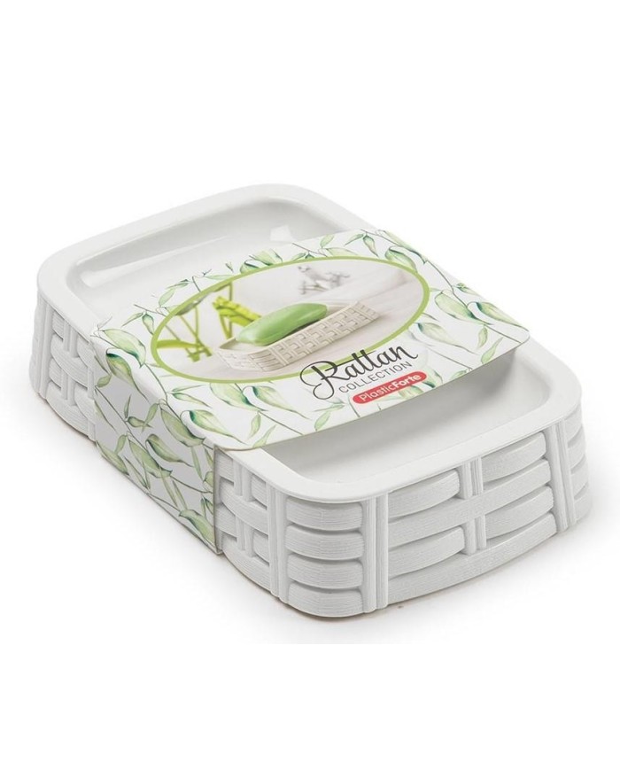 JABONERA BAÑO  8'7X14X3CMS. RATTAN BLANCA PLASTICFORTE
