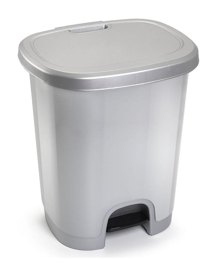 CUBO BASURA PLASTICO PLASTICFORTE C/PEDAL PLATA 27 LTS. 1206112