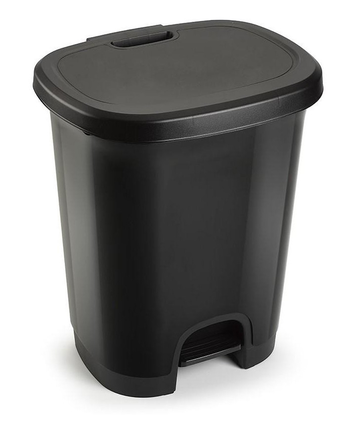 CUBO BASURA PLASTICO PLASTICFORTE C/PEDAL NEGRO 27 LTS. 1206102