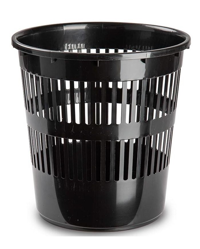 PAPELERA PLASTICFORTE REDONDA NEGRA 11'3LTS.