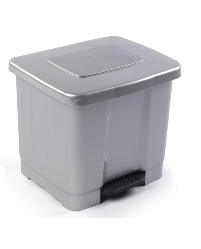 CUBO PLASTICO RECICLAJE PLASTICFORTE C/PEDAL PLATA 35 LTS. 1126512