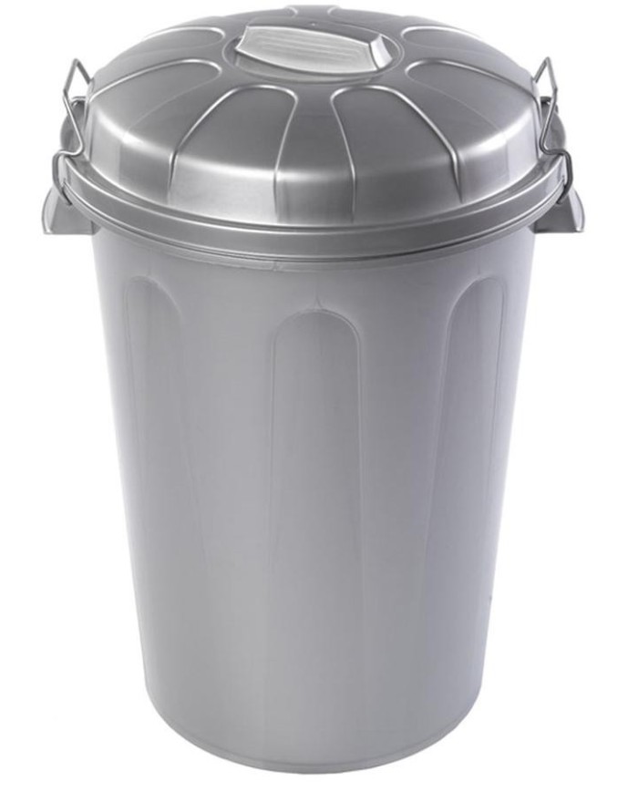 CUBO BASURA PLASTICO PLASTICFORTE PLATA 100LTS.       1125212