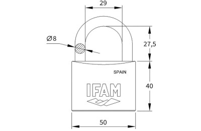CANDADO IFAM CORTO SERIE K 50MM Nº56930