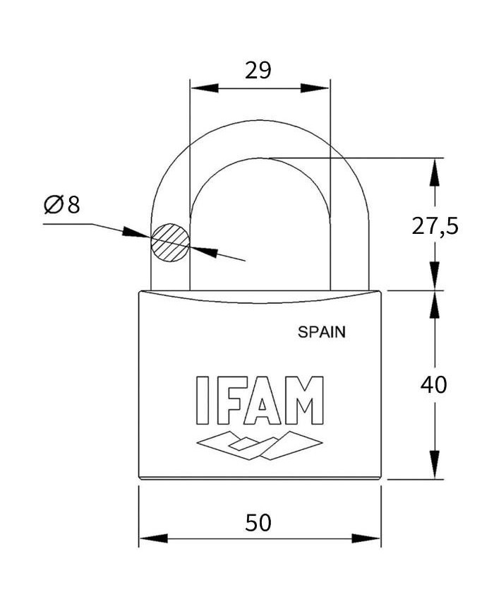 CANDADO IFAM CORTO SERIE K 50MM Nº56930